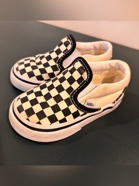 Vans Toddker Checkerboard Slip-On Sneakers - Black & White